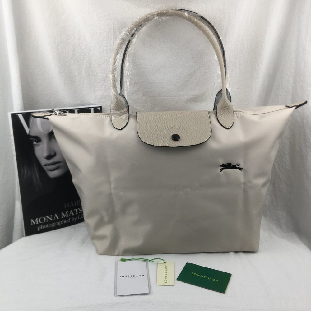 NWT Longchamp Le Pliage Original Large Shoulder Nylon Bag Tote IN OFF WHITE